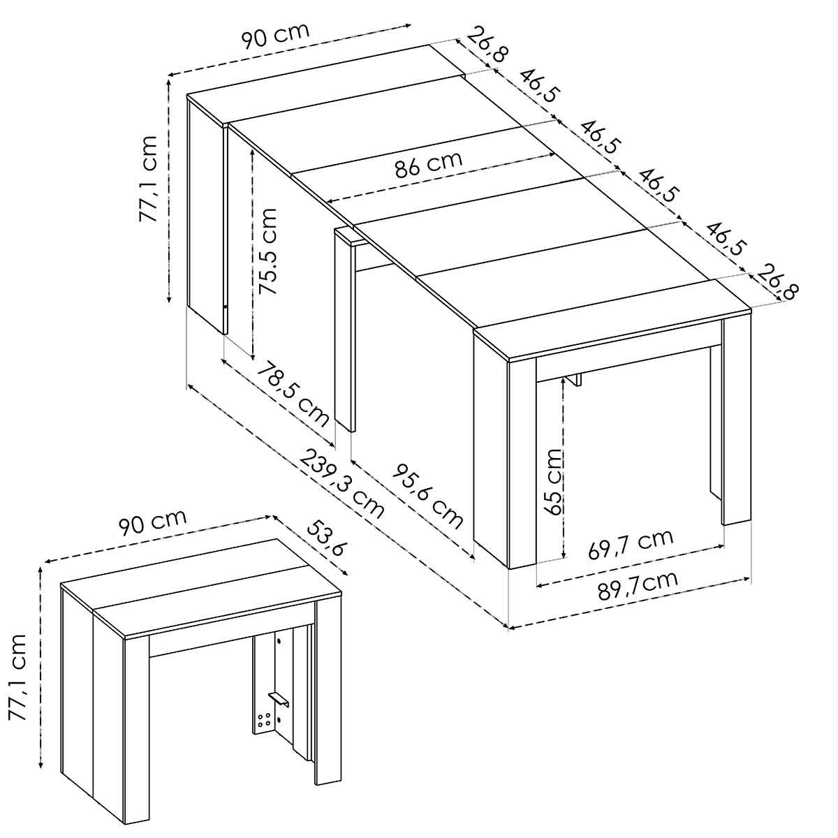 Mesa consola extensible KITO [5 posiciones]